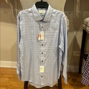 Lorenzo Uomo Light Blue Grid Dress Shirt